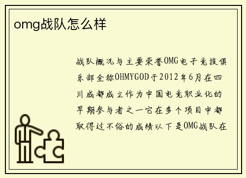 omg战队怎么样